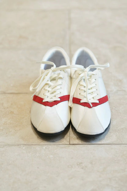 Retro Contrast Stripe Leather Ballet Flats
