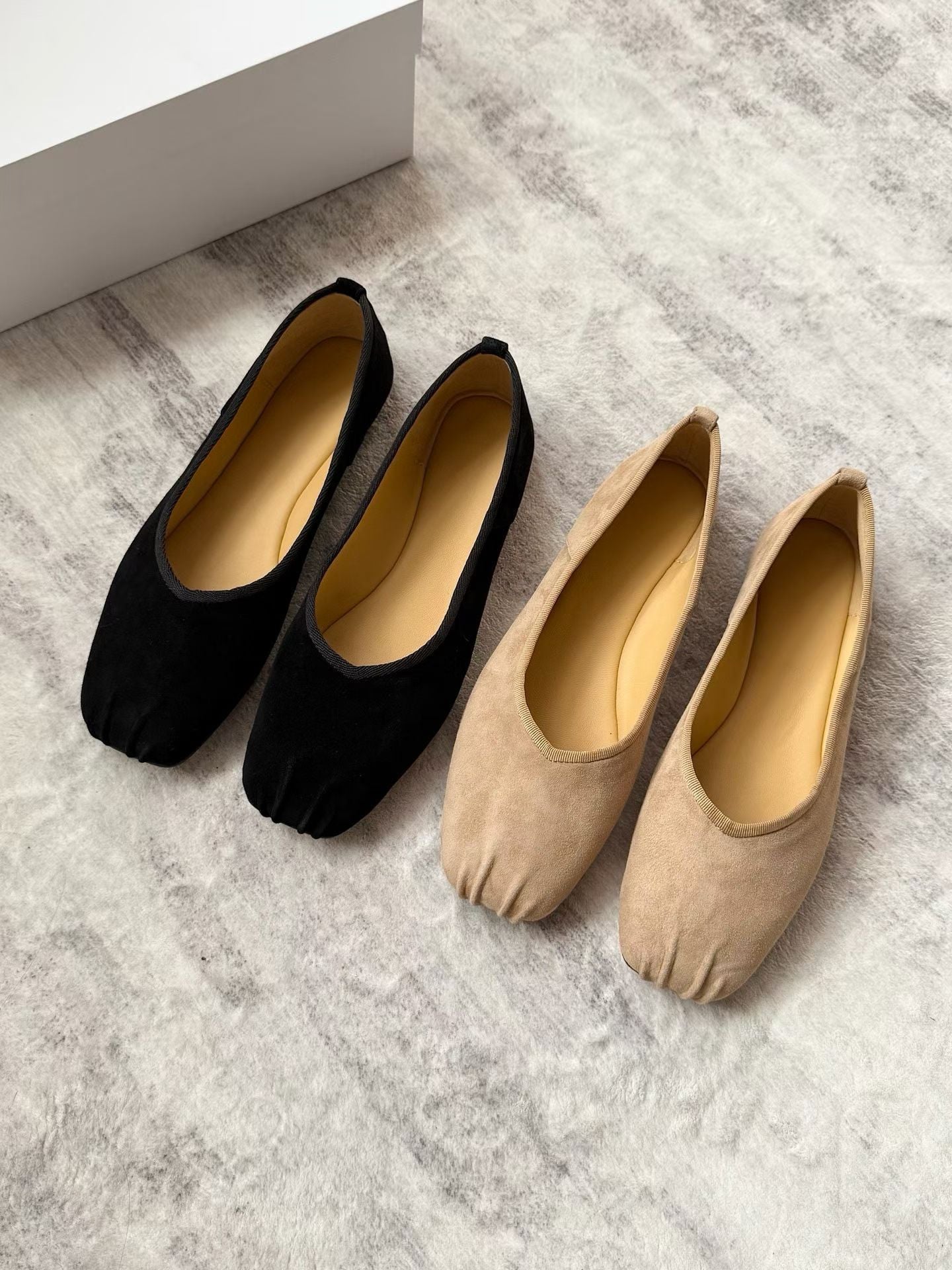 Square Toe Suede Ballet Flats