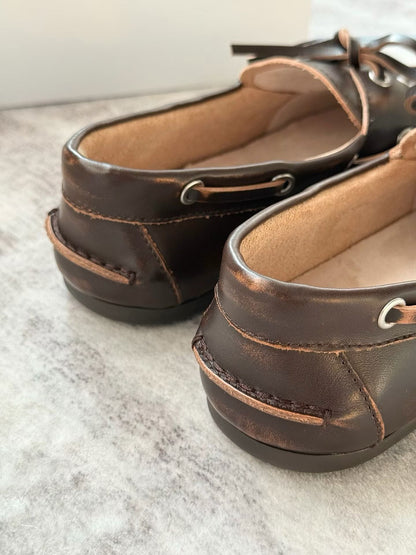 Vintage Distressed Leather Boat Shoes