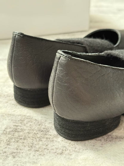 Square Toe Strap Leather Ballet Flats