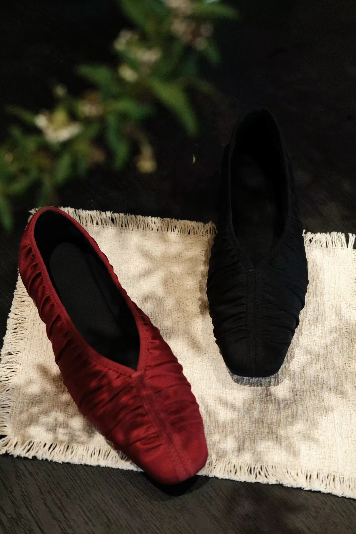 Silk Pleated Ballet Flats