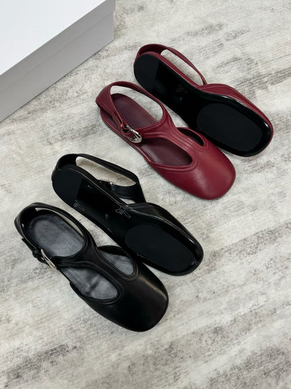 Minimal Leather Mary Jane Flats