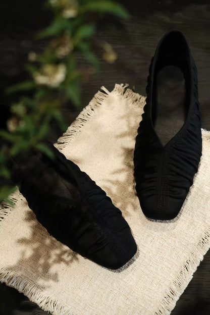 Silk Pleated Ballet Flats