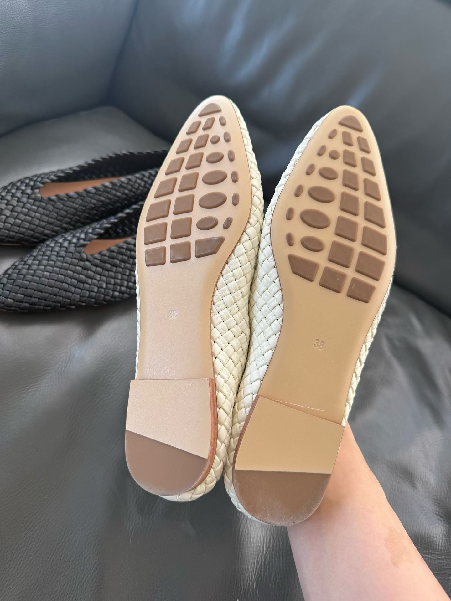 Woven Lambskin Leather Ballet Flats