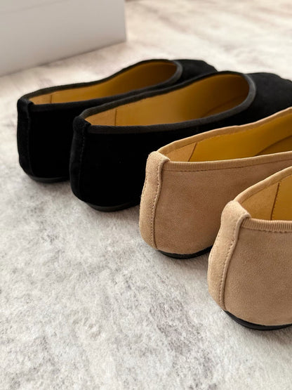 Square Toe Suede Ballet Flats